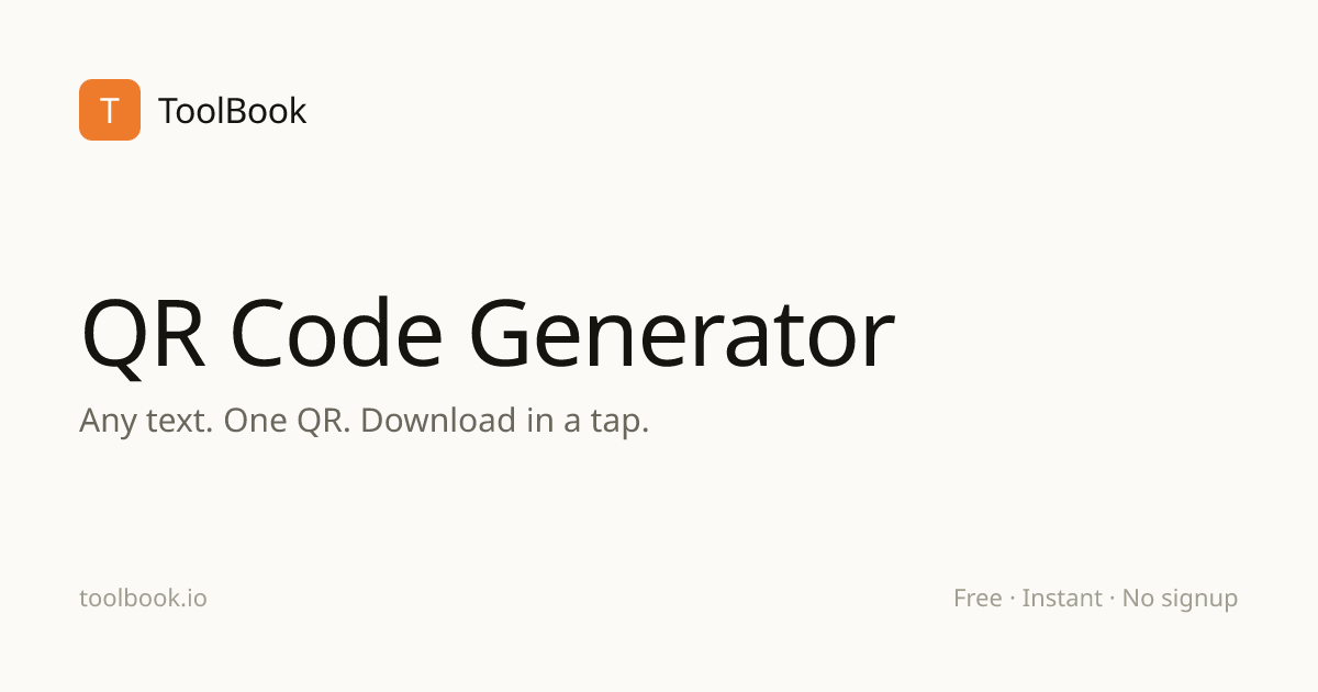 Free QR Code Generator | Custom Colors, PNG and SVG Download | ToolBook